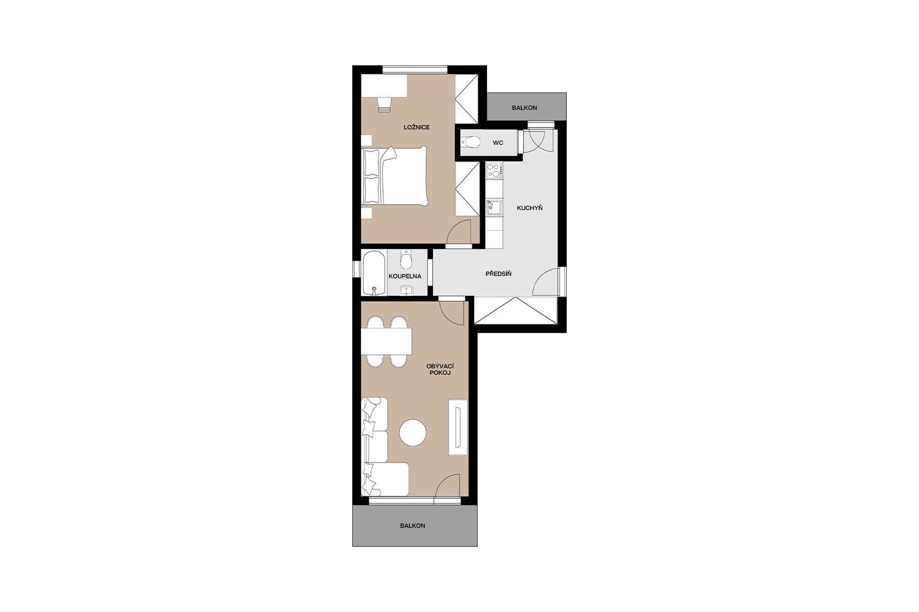 1 bedroom with open-plan kitchen flat for sale, 57 m², U Elektrárny, Prague, Prague 1 bedroom with open-plan kitchen flat for sale, 57 m², U Elektrárny, Prague, Prague