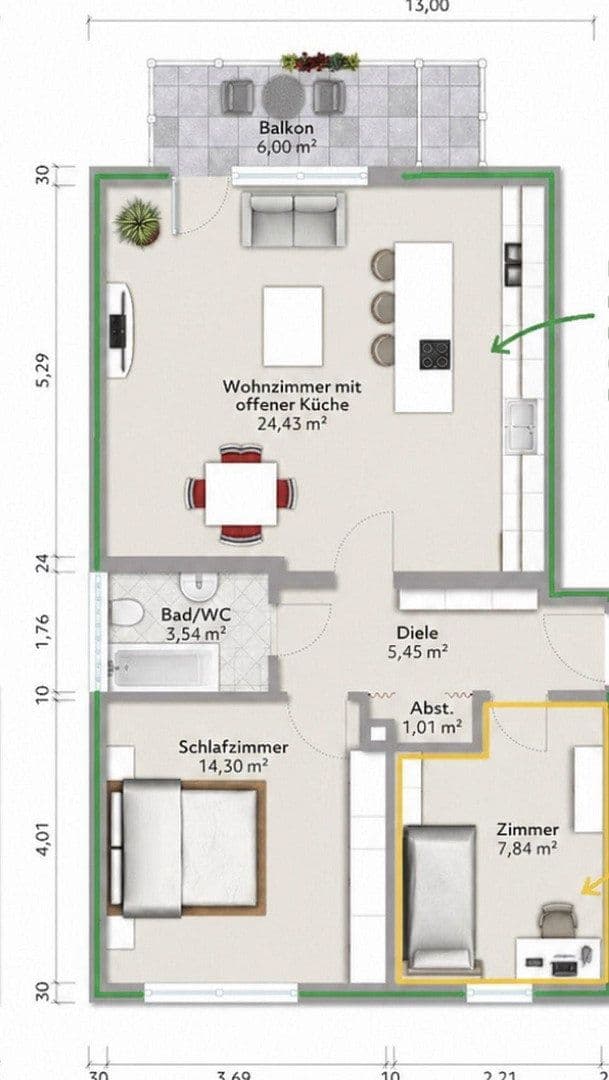 3 bedroom flat to rent, 60 m², Hochheim, Hesse 3 bedroom flat to rent, 60 m², Hochheim, Hesse