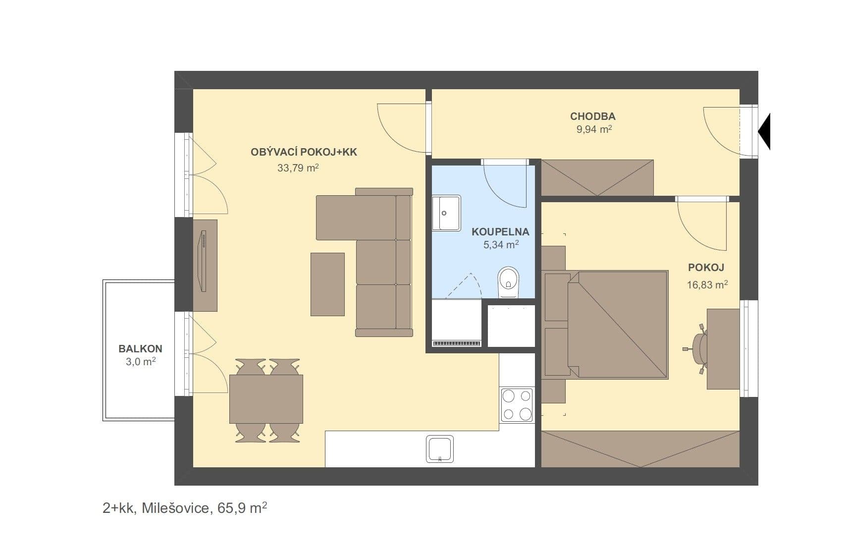 1 bedroom with open-plan kitchen flat for sale, 66 m², 41910, Milešovice, Jihomoravský Region 1 bedroom with open-plan kitchen flat for sale, 66 m², 41910, Milešovice, Jihomoravský Region