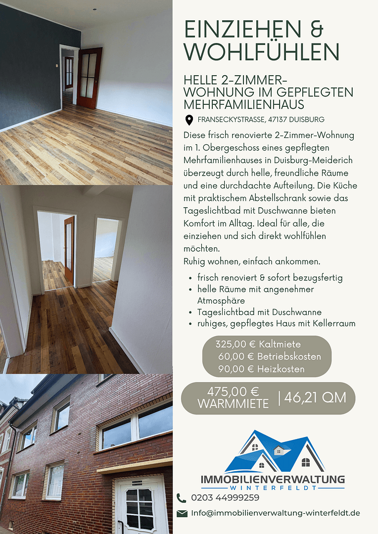 2 bedroom flat to rent, 47 m², Franseckystr. 9, Duisburg, North Rhine-Westphalia 2 bedroom flat to rent, 47 m², Franseckystr. 9, Duisburg, North Rhine-Westphalia