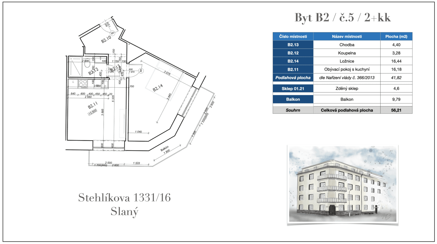 1 bedroom with open-plan kitchen flat for sale, 56 m², Stehlíkova, Slaný, Středočeský Region 1 bedroom with open-plan kitchen flat for sale, 56 m², Stehlíkova, Slaný, Středočeský Region