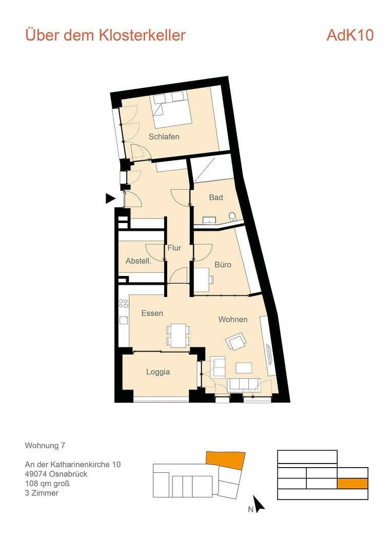 3 bedroom flat to rent, 108 m², An der Katharinenkirche 10, Osnabrück, Lower Saxony 3 bedroom flat to rent, 108 m², An der Katharinenkirche 10, Osnabrück, Lower Saxony