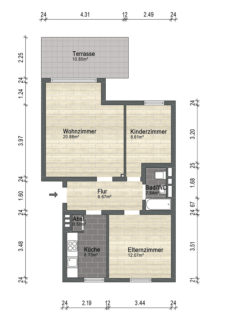 3 bedroom flat to rent, 64 m², Bremen, Bremen 3 bedroom flat to rent, 64 m², Bremen, Bremen