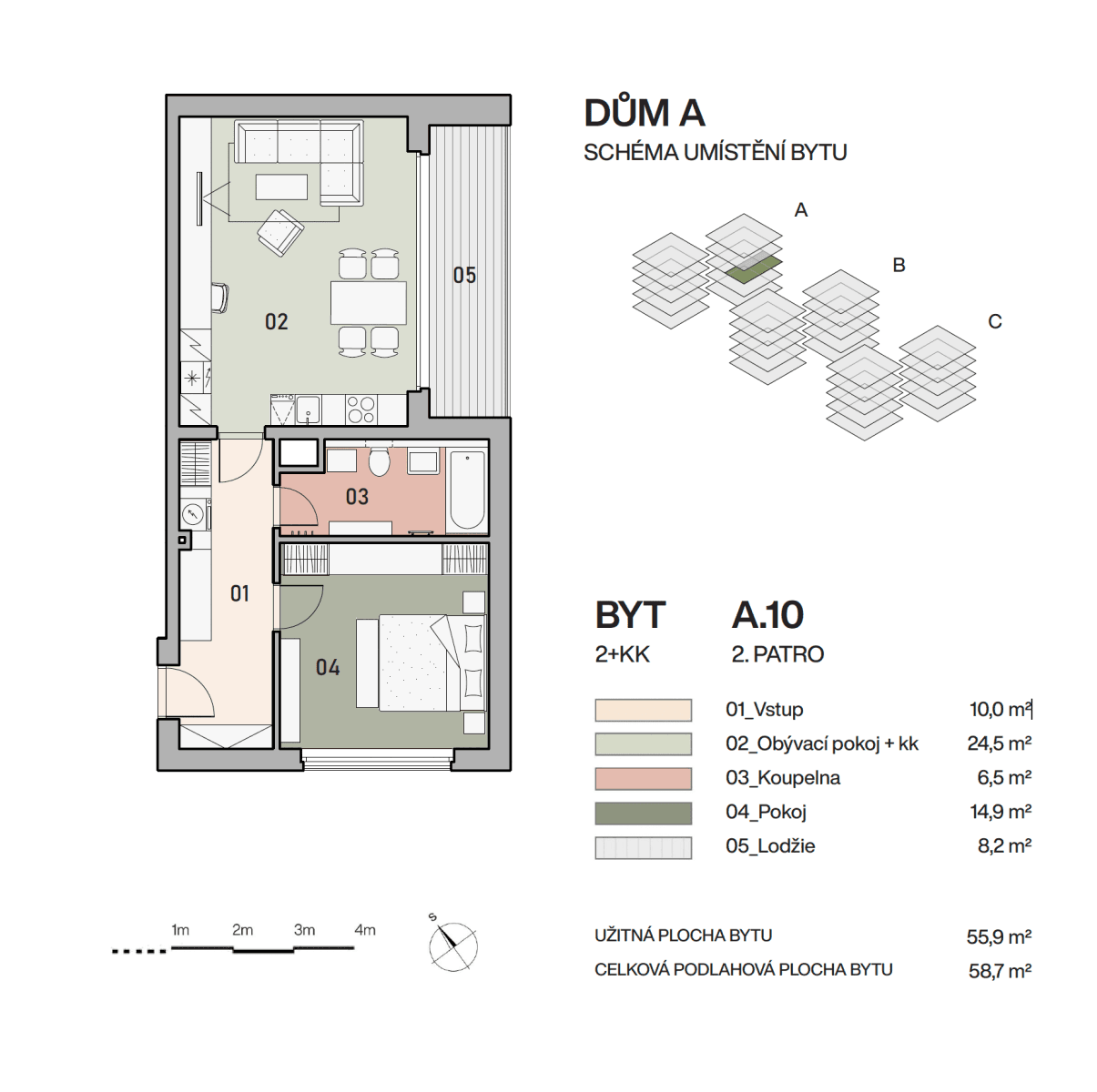 1 bedroom with open-plan kitchen flat to rent, 61 m², Pod Krocínkou, Prague, Prague 1 bedroom with open-plan kitchen flat to rent, 61 m², Pod Krocínkou, Prague, Prague