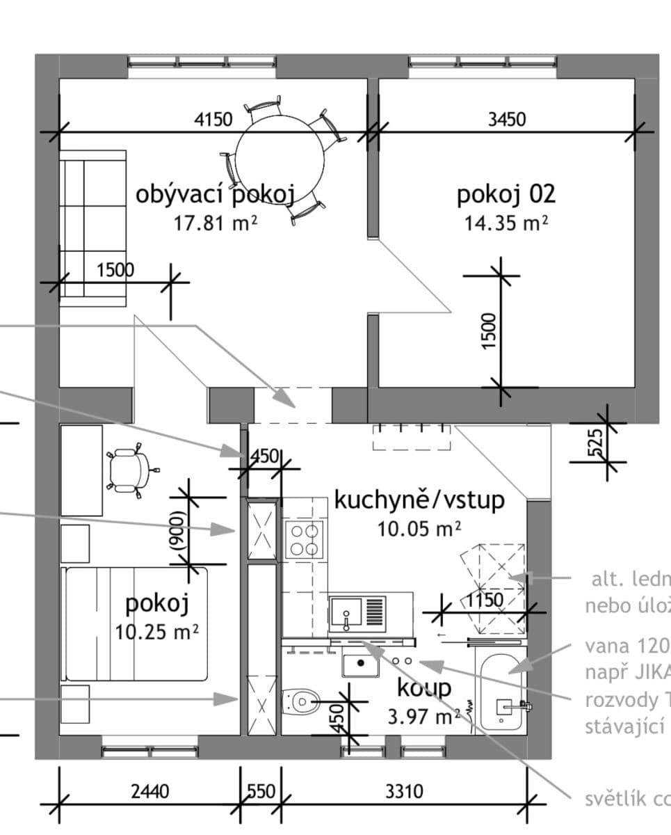 2 bedroom with open-plan kitchen flat for sale, 57 m², Evropská, Prague, Prague 2 bedroom with open-plan kitchen flat for sale, 57 m², Evropská, Prague, Prague