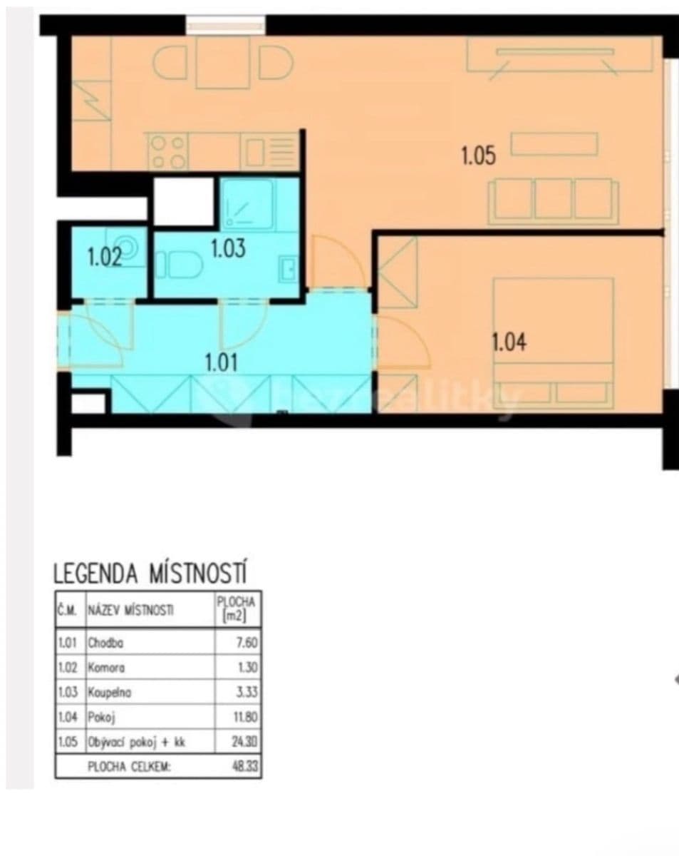 1 bedroom with open-plan kitchen flat to rent, 49 m², Smotlachova, Prague, Prague 1 bedroom with open-plan kitchen flat to rent, 49 m², Smotlachova, Prague, Prague