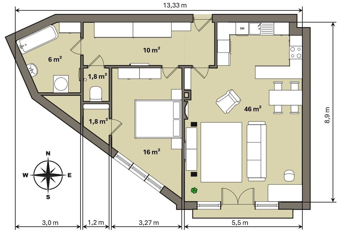 1 bedroom with open-plan kitchen flat for sale, 82 m², Na Harfě, Prague, Prague 1 bedroom with open-plan kitchen flat for sale, 82 m², Na Harfě, Prague, Prague