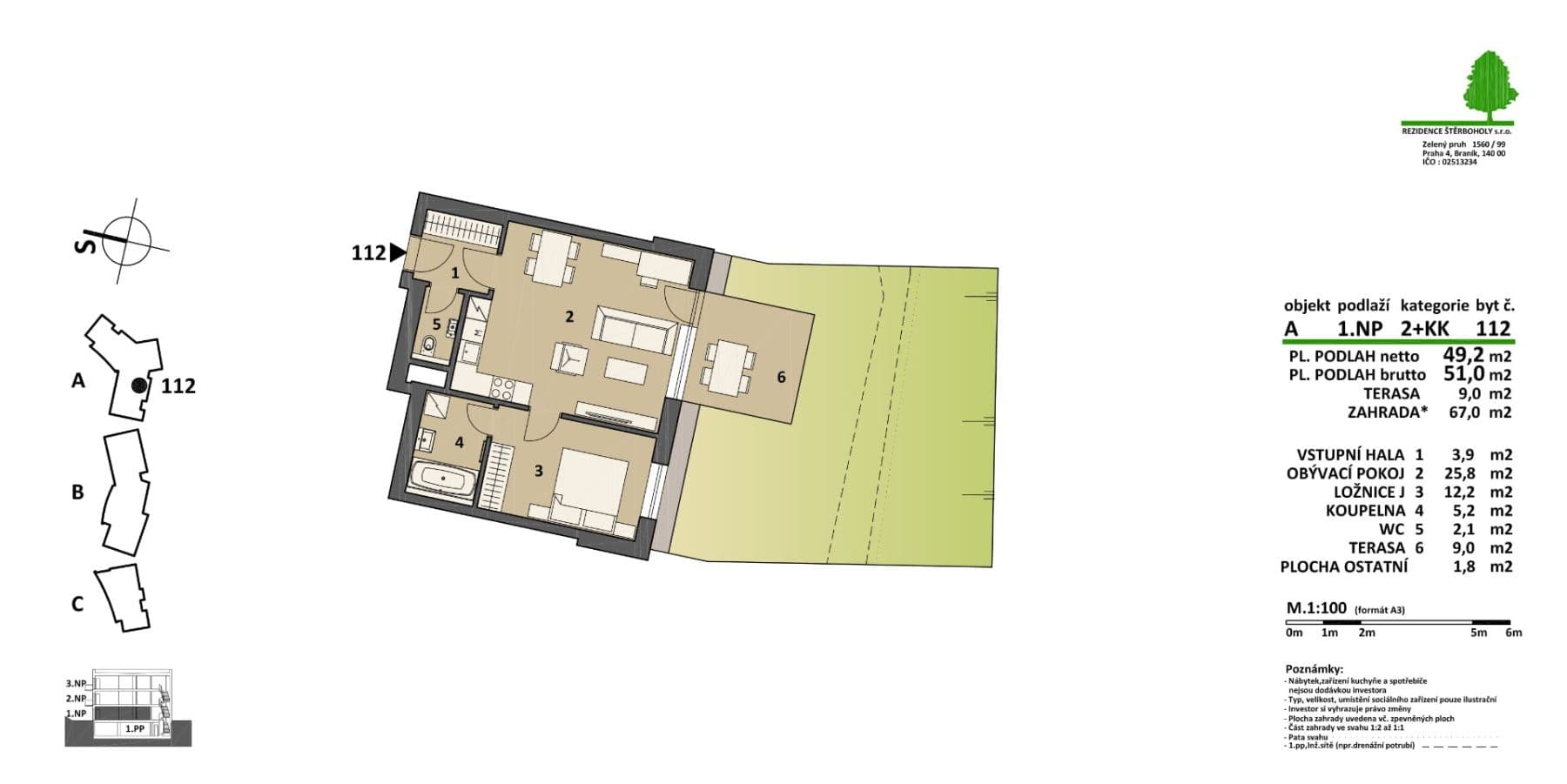 1 bedroom with open-plan kitchen flat to rent, 51 m², Pod Areálem, Prague, Prague 1 bedroom with open-plan kitchen flat to rent, 51 m², Pod Areálem, Prague, Prague