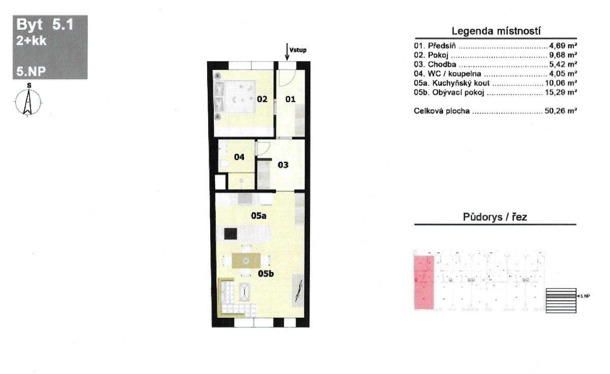 1 bedroom with open-plan kitchen flat to rent, 50 m², Na Valentince, Prague, Prague 1 bedroom with open-plan kitchen flat to rent, 50 m², Na Valentince, Prague, Prague