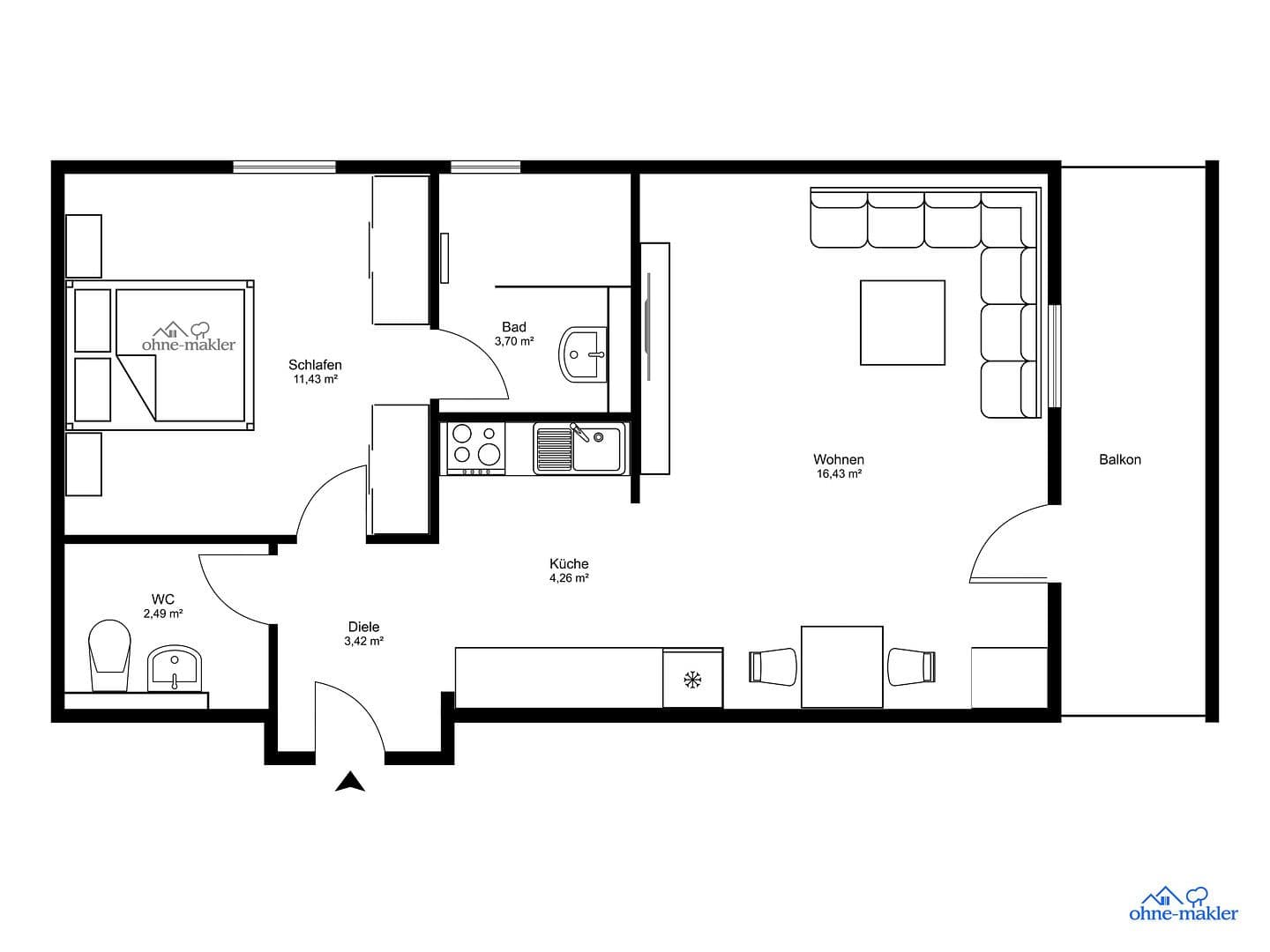 2 bedroom flat for sale, 43 m², Kirchham, Bavaria 2 bedroom flat for sale, 43 m², Kirchham, Bavaria