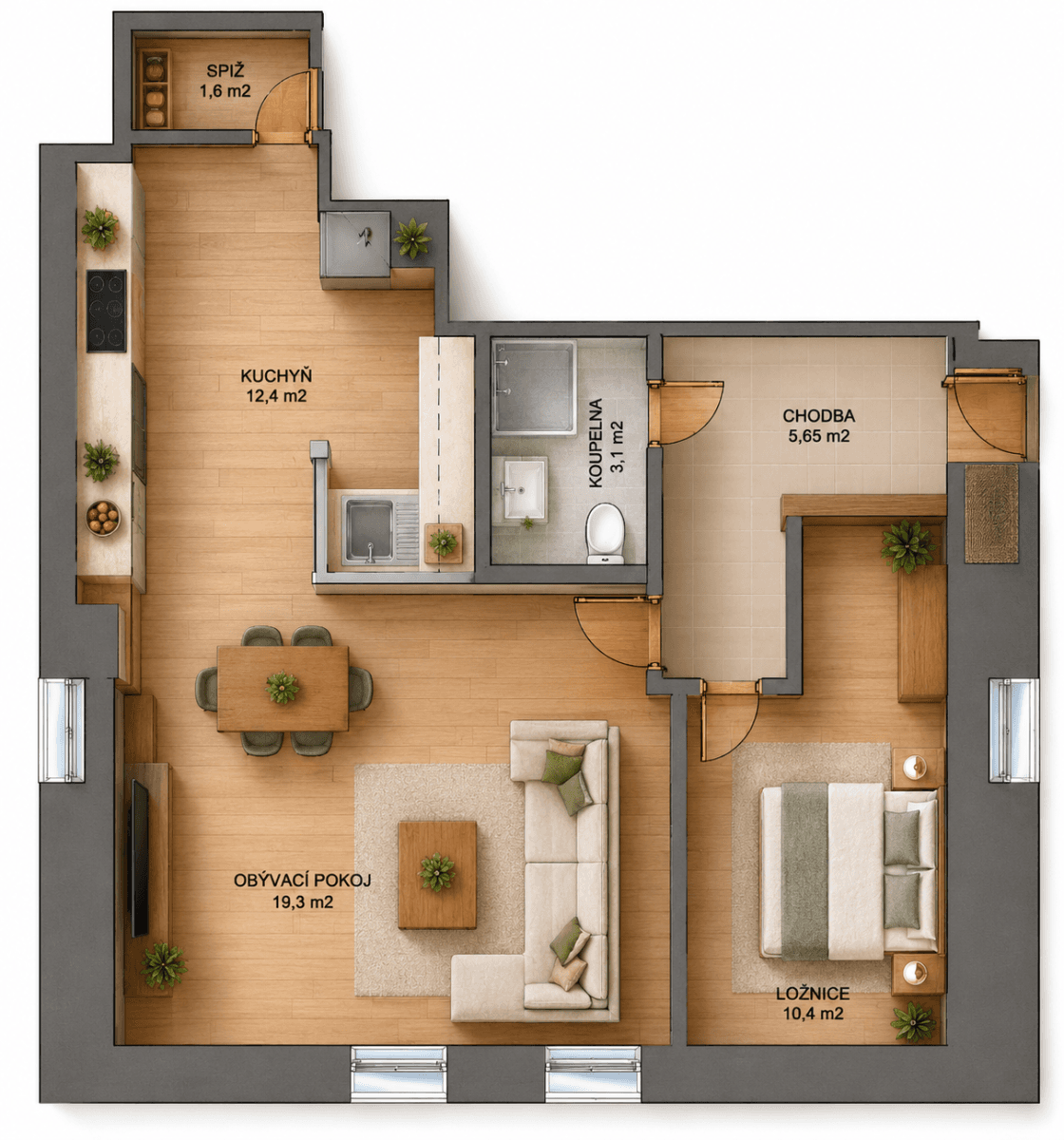 1 bedroom with open-plan kitchen flat to rent, 55 m², Soběslavovo náměstí, Zdiby, Středočeský Region 1 bedroom with open-plan kitchen flat to rent, 55 m², Soběslavovo náměstí, Zdiby, Středočeský Region