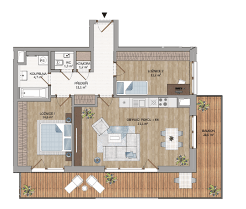 2 bedroom with open-plan kitchen flat to rent, 83 m², Naskové, Prague, Prague 2 bedroom with open-plan kitchen flat to rent, 83 m², Naskové, Prague, Prague