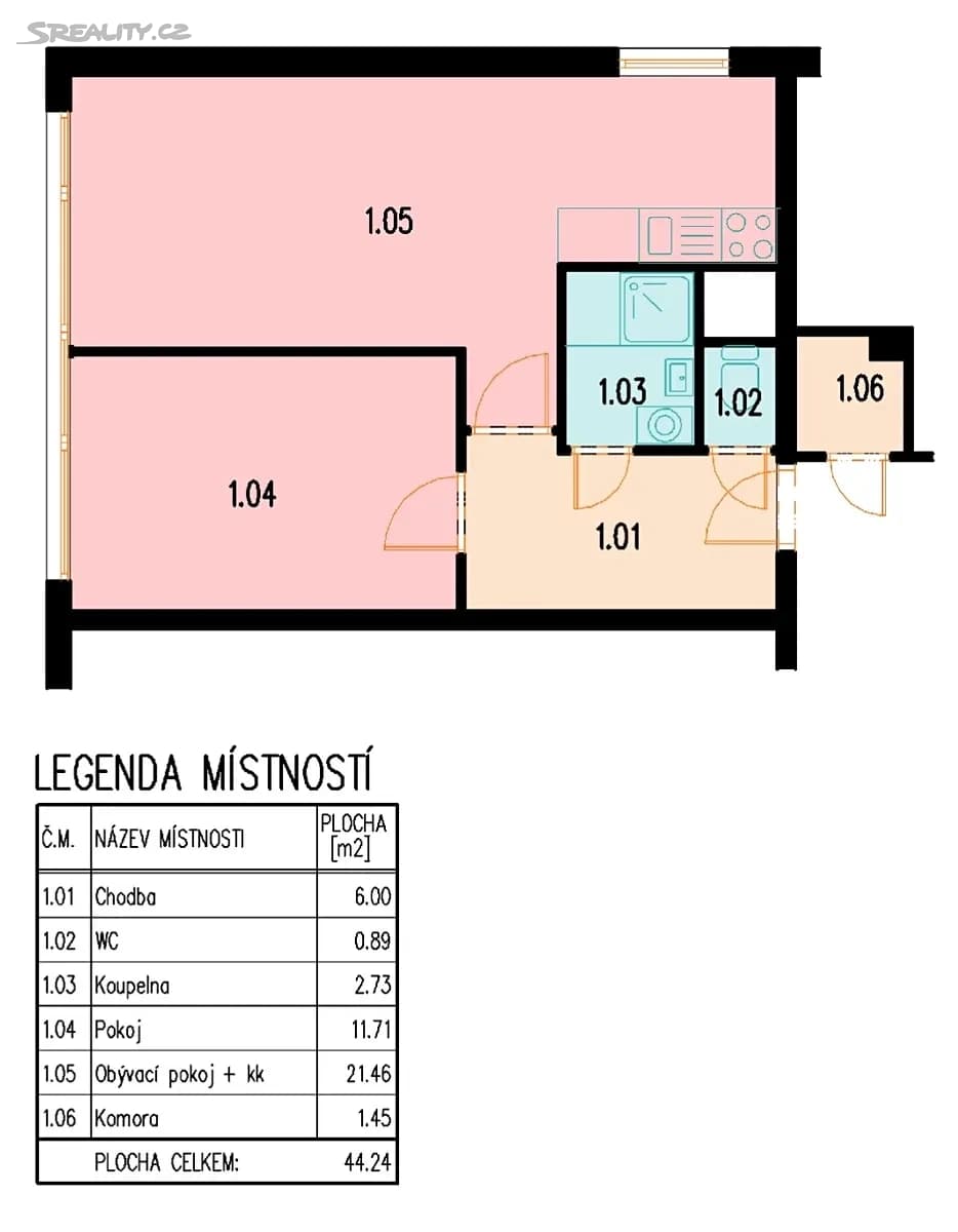 1 bedroom with open-plan kitchen flat for sale, 44 m², Smotlachova, Prague, Prague 1 bedroom with open-plan kitchen flat for sale, 44 m², Smotlachova, Prague, Prague
