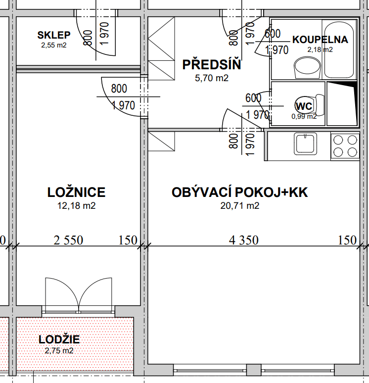1 bedroom with open-plan kitchen flat for sale, 47 m², Levského, Prague, Prague 1 bedroom with open-plan kitchen flat for sale, 47 m², Levského, Prague, Prague