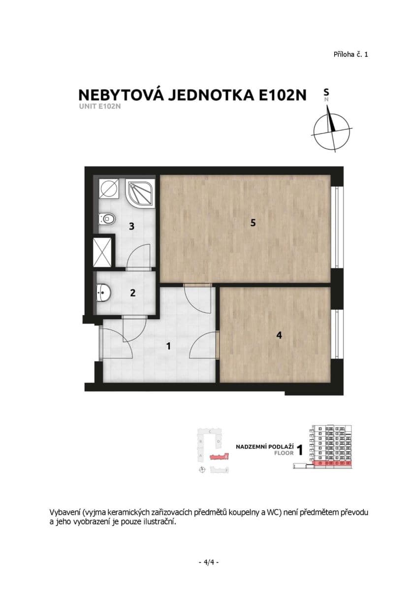 1 bedroom with open-plan kitchen flat to rent, 45 m², Arnošta Staňka, Prague, Prague 1 bedroom with open-plan kitchen flat to rent, 45 m², Arnošta Staňka, Prague, Prague