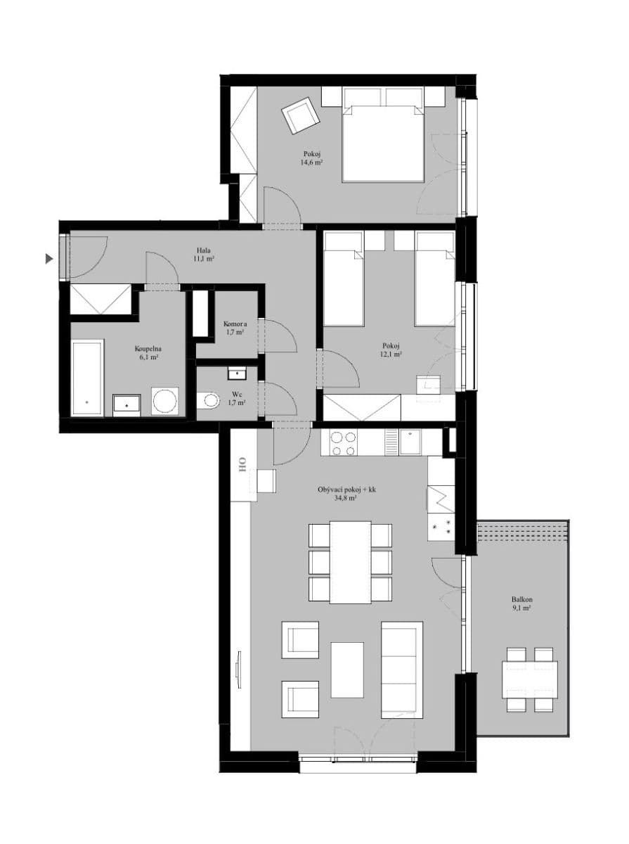 2 bedroom with open-plan kitchen flat to rent, 86 m², Kolmanova, Prague, Prague 2 bedroom with open-plan kitchen flat to rent, 86 m², Kolmanova, Prague, Prague