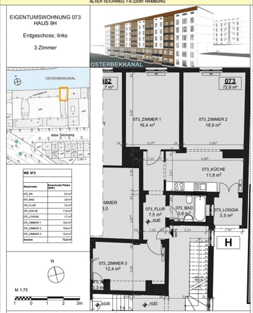 3 bedroom flat to rent, 73 m², Hamburg, Hamburg 3 bedroom flat to rent, 73 m², Hamburg, Hamburg