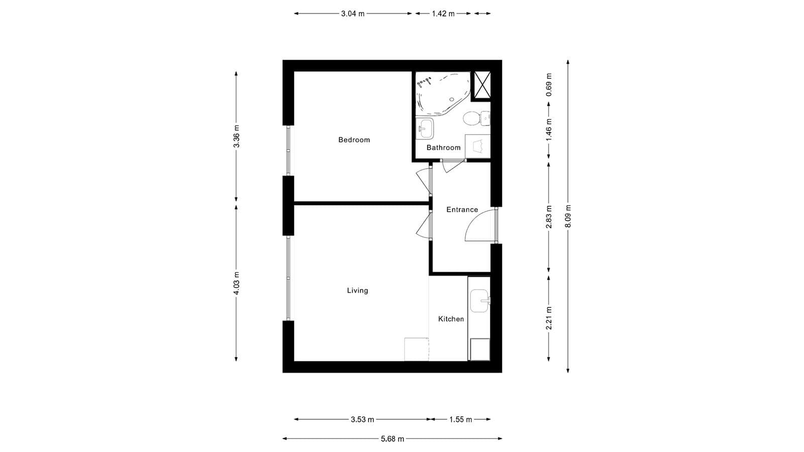 1 bedroom with open-plan kitchen flat to rent, 38 m², Přípotoční, Prague, Prague 1 bedroom with open-plan kitchen flat to rent, 38 m², Přípotoční, Prague, Prague