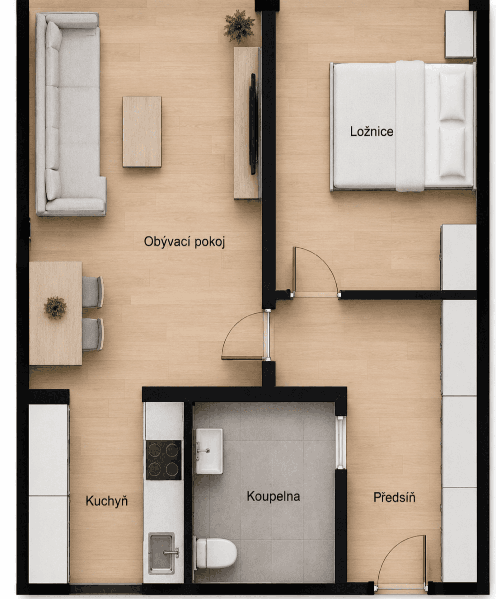 1 bedroom with open-plan kitchen flat for sale, 47 m², Galandova, Prague, Prague 1 bedroom with open-plan kitchen flat for sale, 47 m², Galandova, Prague, Prague