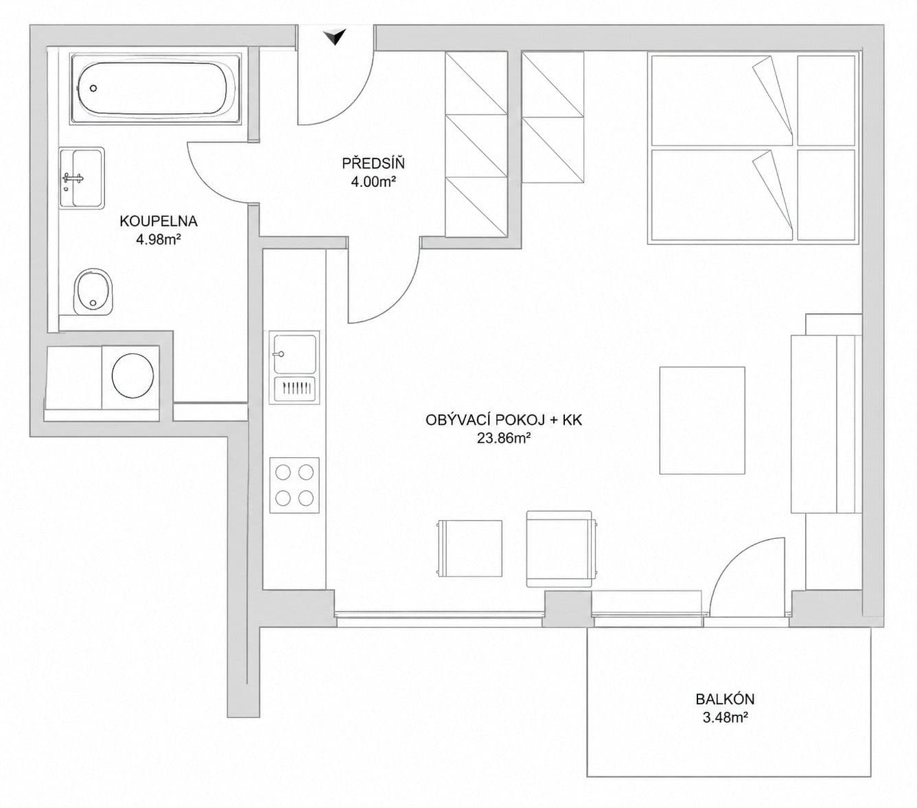 Studio flat to rent, 33 m², náměstí Přátelství, Prague, Prague Studio flat to rent, 33 m², náměstí Přátelství, Prague, Prague