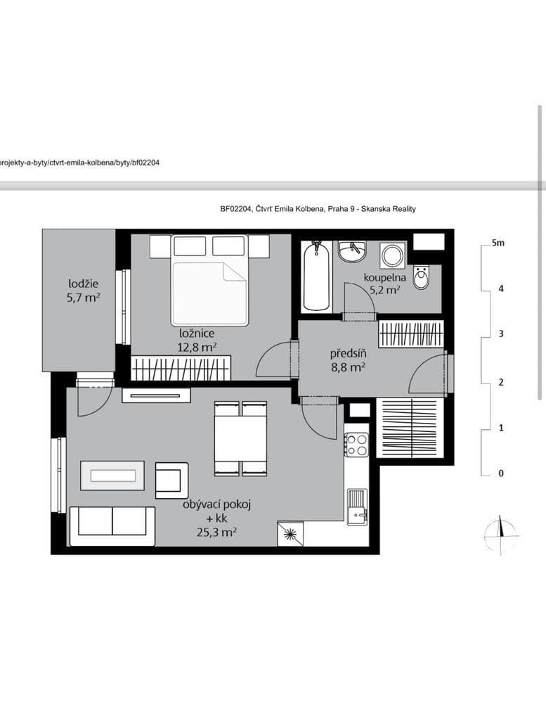 1 bedroom with open-plan kitchen flat to rent, 60 m², Svatošových, Prague, Prague 1 bedroom with open-plan kitchen flat to rent, 60 m², Svatošových, Prague, Prague