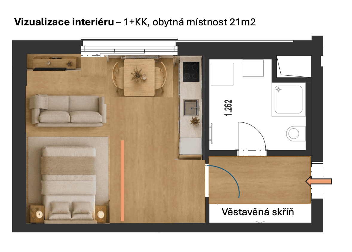 Studio flat to rent, 32 m², Železná, Plzeň, Plzeňský Region Studio flat to rent, 32 m², Železná, Plzeň, Plzeňský Region