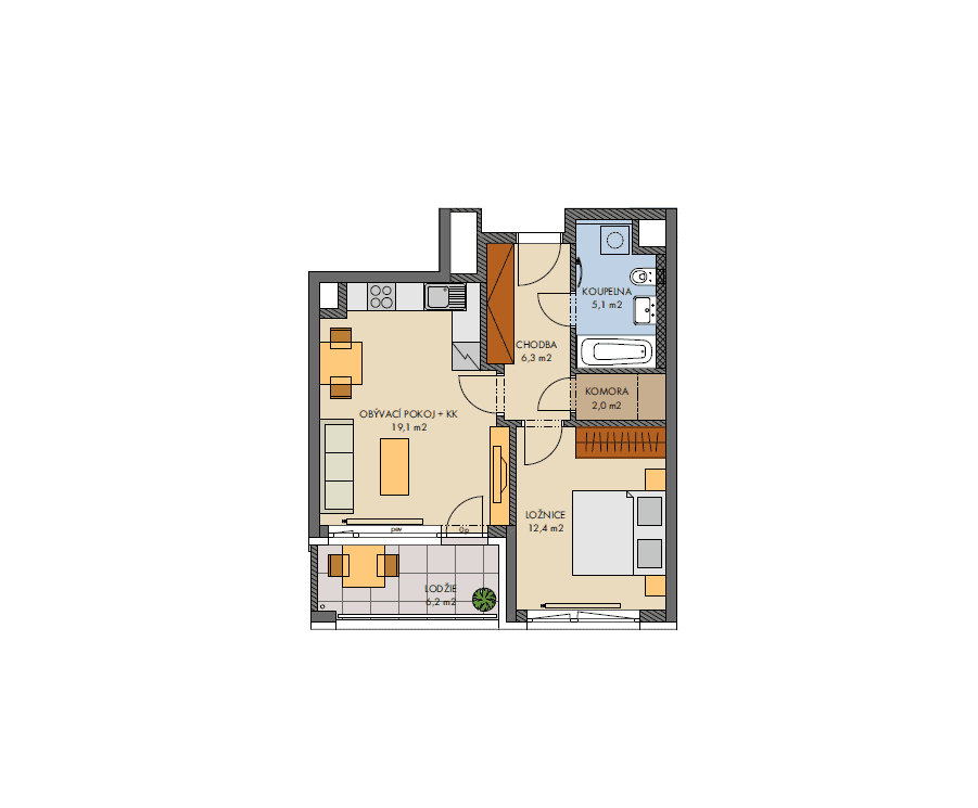 1 bedroom with open-plan kitchen flat for sale, 47 m², Hugo Haase, Prague, Prague 1 bedroom with open-plan kitchen flat for sale, 47 m², Hugo Haase, Prague, Prague