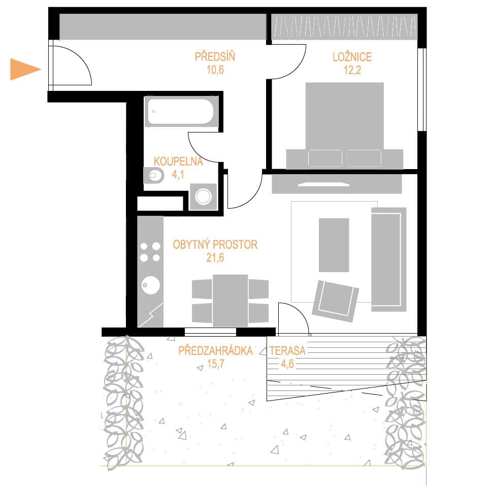 1 bedroom with open-plan kitchen flat to rent, 50 m², Chrudim, Pardubický Region 1 bedroom with open-plan kitchen flat to rent, 50 m², Chrudim, Pardubický Region