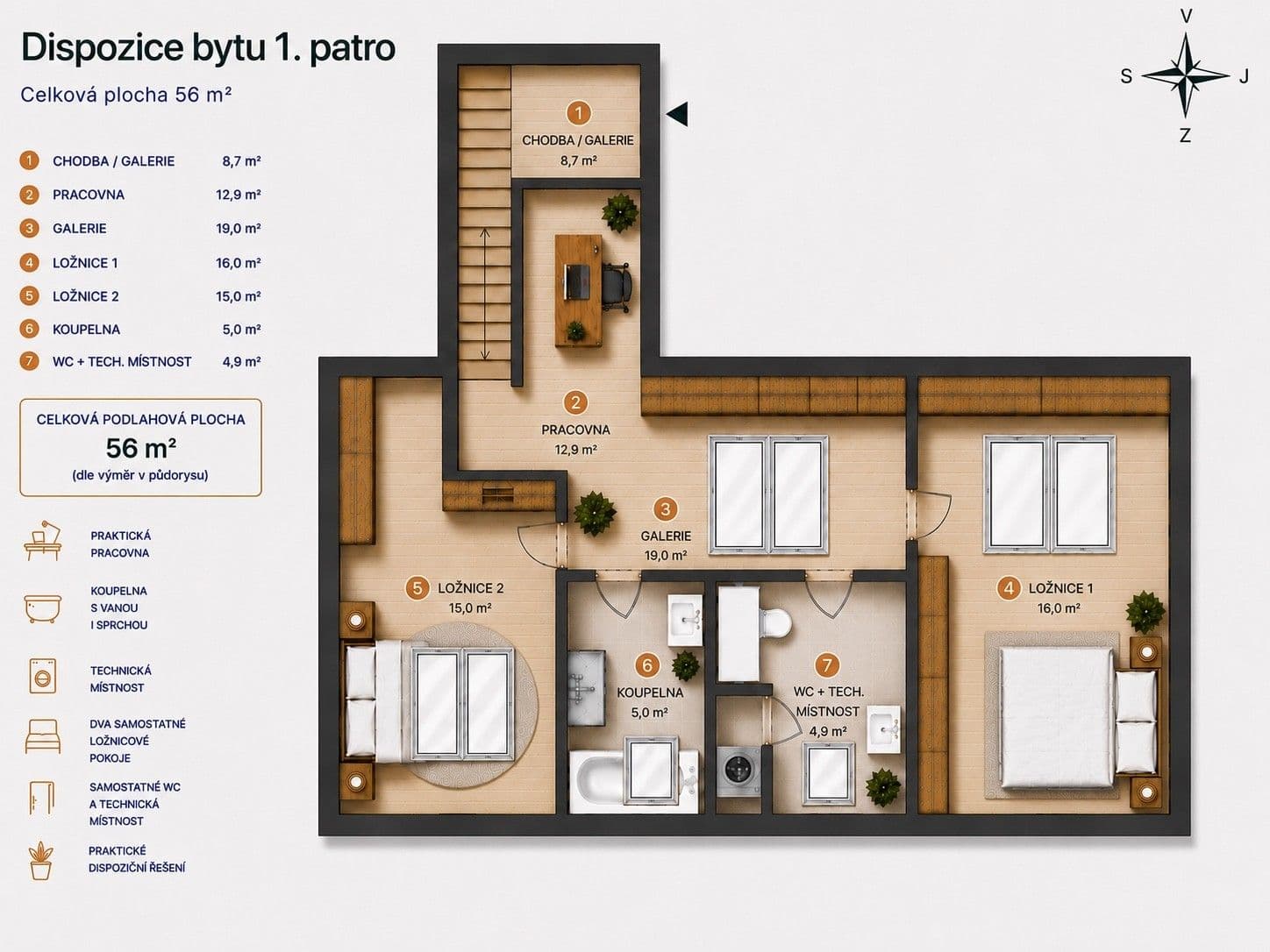 2 bedroom with open-plan kitchen flat for sale, 118 m², V Zeleném údolí, Prague, Prague 2 bedroom with open-plan kitchen flat for sale, 118 m², V Zeleném údolí, Prague, Prague