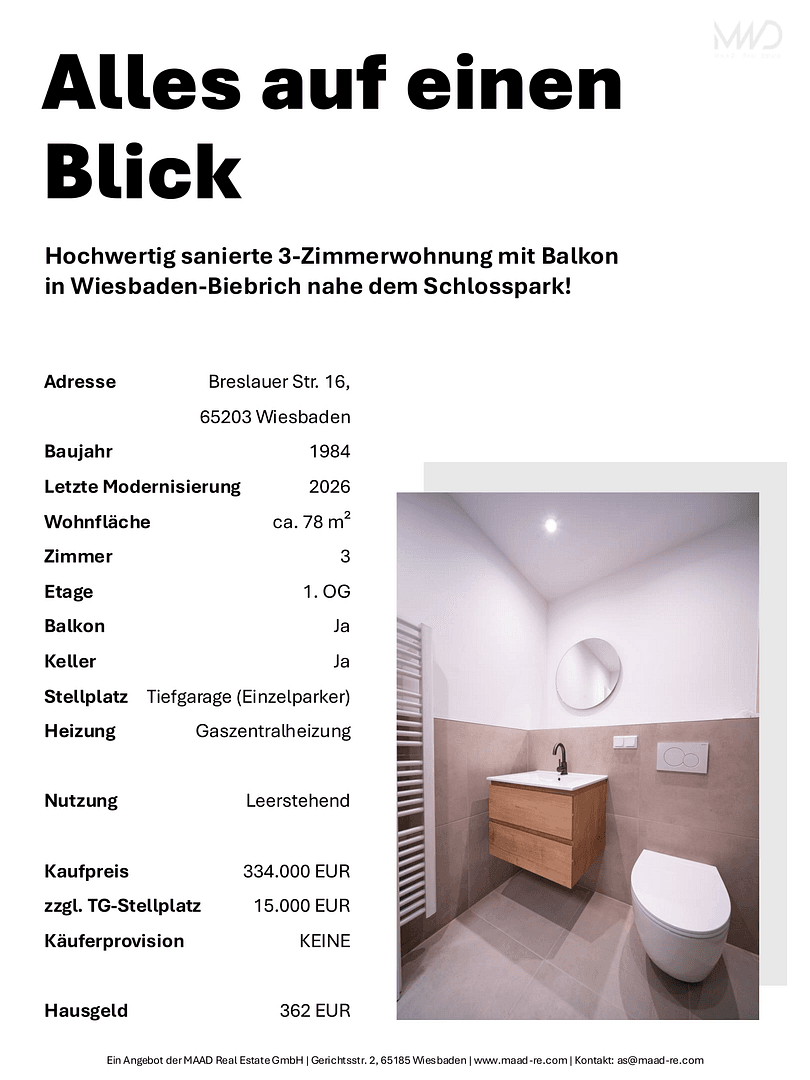 3 bedroom flat for sale, 78 m², Wiesbaden, Hesse 3 bedroom flat for sale, 78 m², Wiesbaden, Hesse