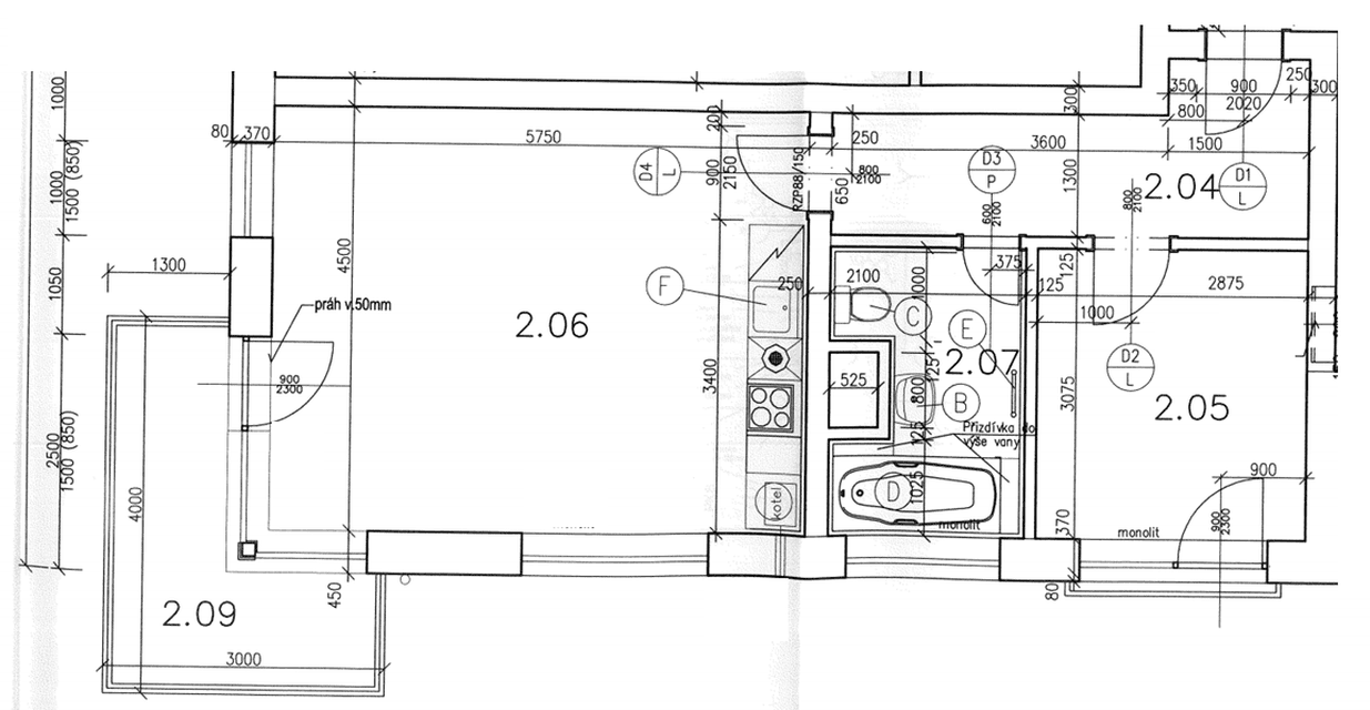 1 bedroom with open-plan kitchen flat to rent, 52 m², Internacionální, Prague, Prague 1 bedroom with open-plan kitchen flat to rent, 52 m², Internacionální, Prague, Prague