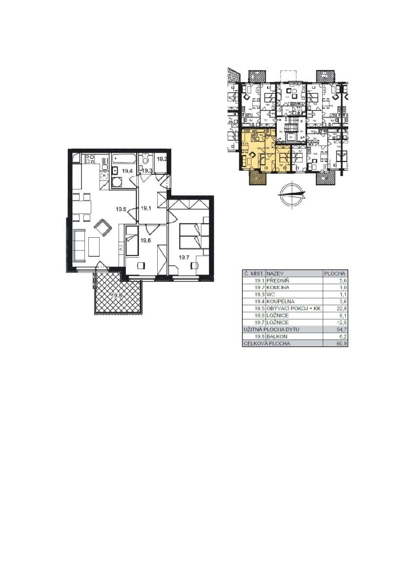 2 bedroom with open-plan kitchen flat to rent, 54 m², Vladycká, Prague, Prague 2 bedroom with open-plan kitchen flat to rent, 54 m², Vladycká, Prague, Prague