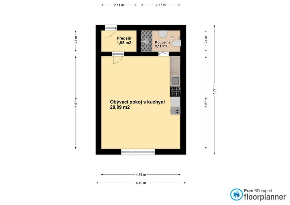 Studio flat to rent, 24 m², Na Radosti, Prague, Prague Studio flat to rent, 24 m², Na Radosti, Prague, Prague