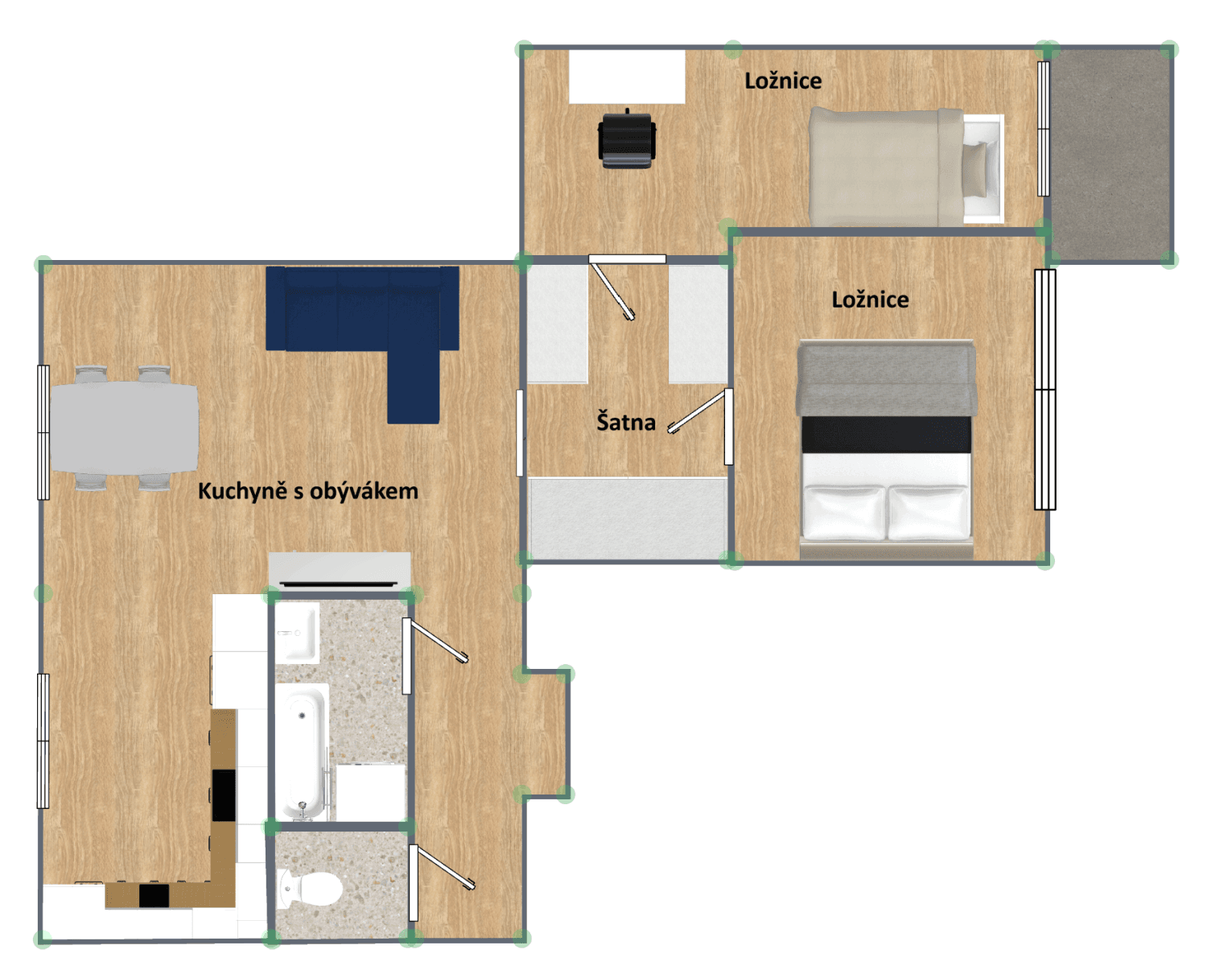 2 bedroom with open-plan kitchen flat to rent, 65 m², Slévačská, Prague, Prague 2 bedroom with open-plan kitchen flat to rent, 65 m², Slévačská, Prague, Prague