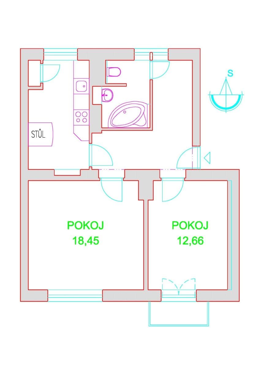 2 bedroom flat to rent, 61 m², Fibichova, Olomouc, Olomoucký Region 2 bedroom flat to rent, 61 m², Fibichova, Olomouc, Olomoucký Region