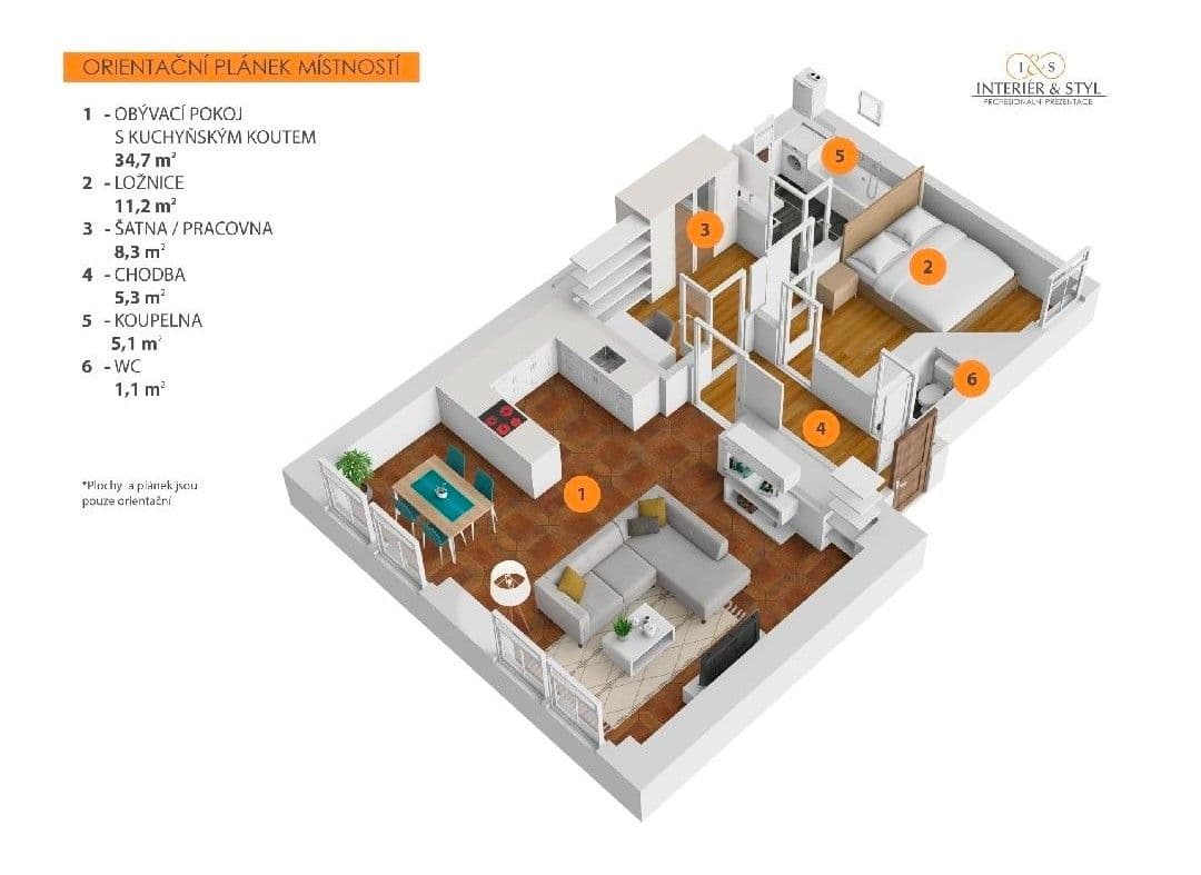 1 bedroom with open-plan kitchen flat to rent, 61 m², Na Kampě, Prague, Prague 1 bedroom with open-plan kitchen flat to rent, 61 m², Na Kampě, Prague, Prague
