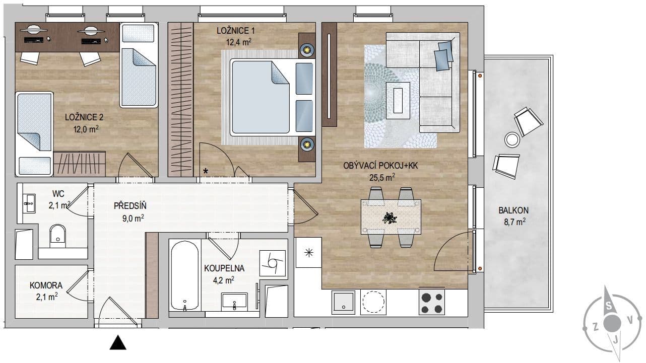 2 bedroom with open-plan kitchen flat for sale, 81 m², Saarinenova, Prague, Prague 2 bedroom with open-plan kitchen flat for sale, 81 m², Saarinenova, Prague, Prague