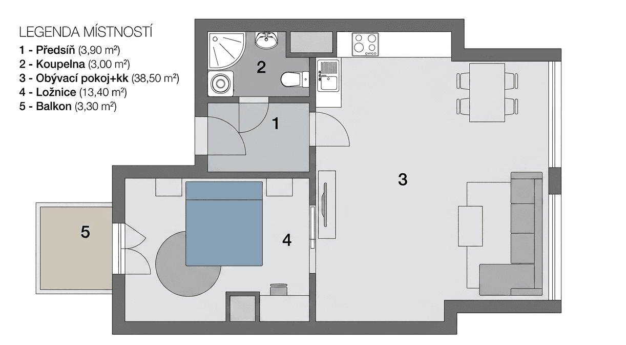 1 bedroom with open-plan kitchen flat for sale, 59 m², Křenová, Brno, Jihomoravský Region 1 bedroom with open-plan kitchen flat for sale, 59 m², Křenová, Brno, Jihomoravský Region