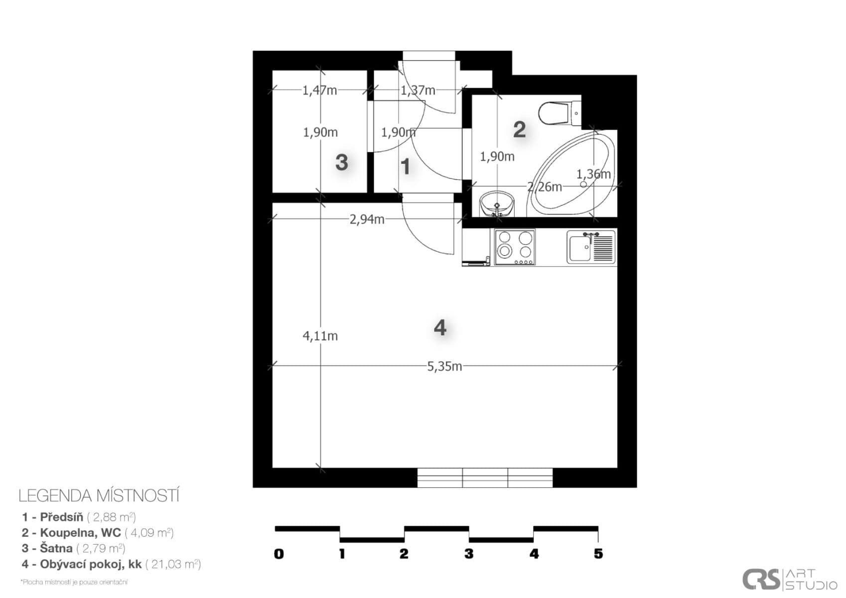 Studio flat to rent, 33 m², Mattioliho, Prague, Prague Studio flat to rent, 33 m², Mattioliho, Prague, Prague