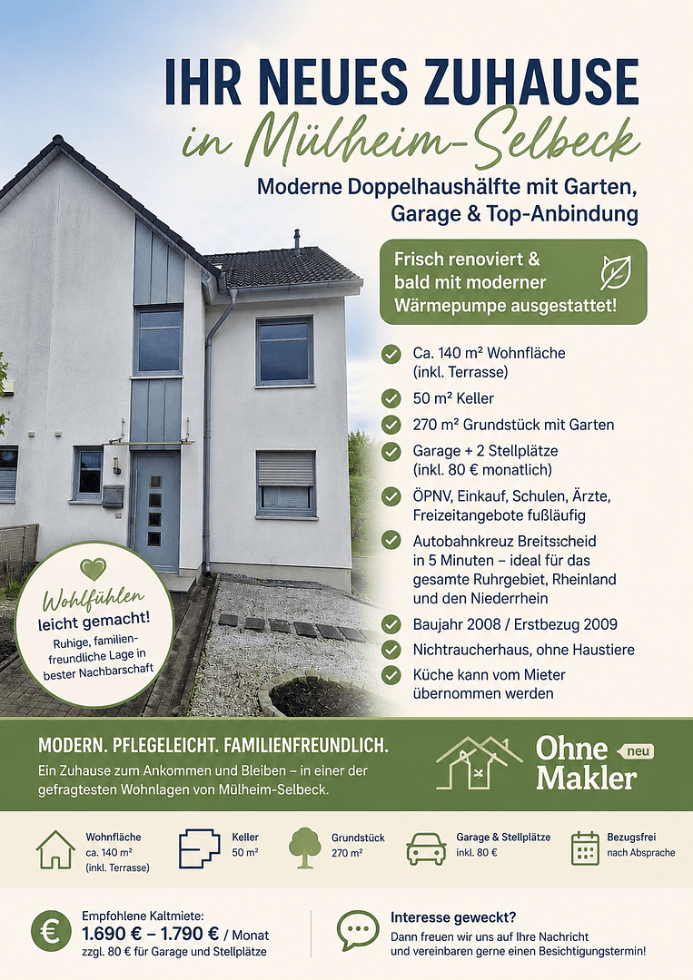 house to rent, 140 m², Mülheim an der Ruhr, North Rhine-Westphalia house to rent, 140 m², Mülheim an der Ruhr, North Rhine-Westphalia