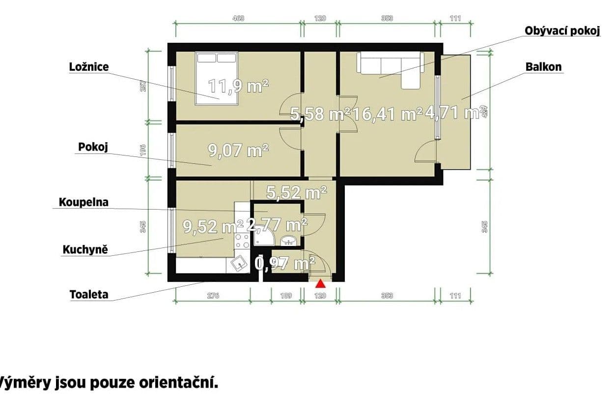 3 bedroom flat to rent, 67 m², Poznaňská, Prague, Prague 3 bedroom flat to rent, 67 m², Poznaňská, Prague, Prague