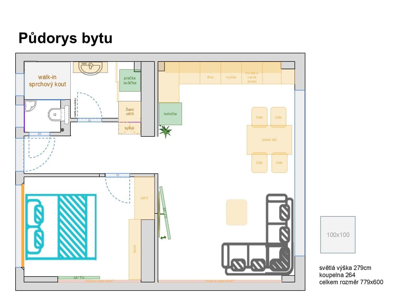 1 bedroom with open-plan kitchen flat to rent, 43 m², Humpolecká, Prague, Prague 1 bedroom with open-plan kitchen flat to rent, 43 m², Humpolecká, Prague, Prague