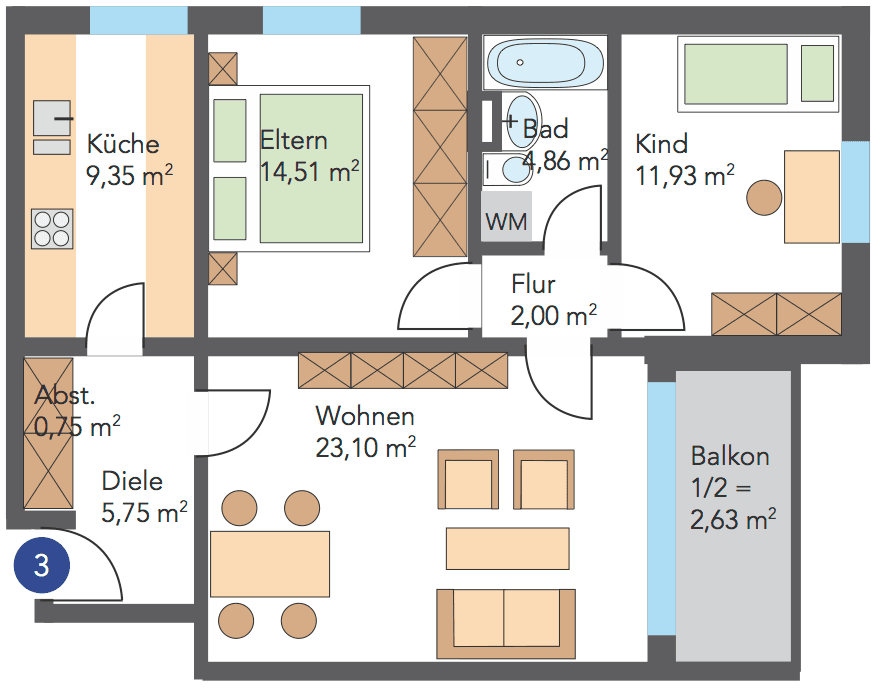 3 bedroom flat to rent, 73 m², Dr.-Wachler-Weg 37, Goslar, Lower Saxony 3 bedroom flat to rent, 73 m², Dr.-Wachler-Weg 37, Goslar, Lower Saxony