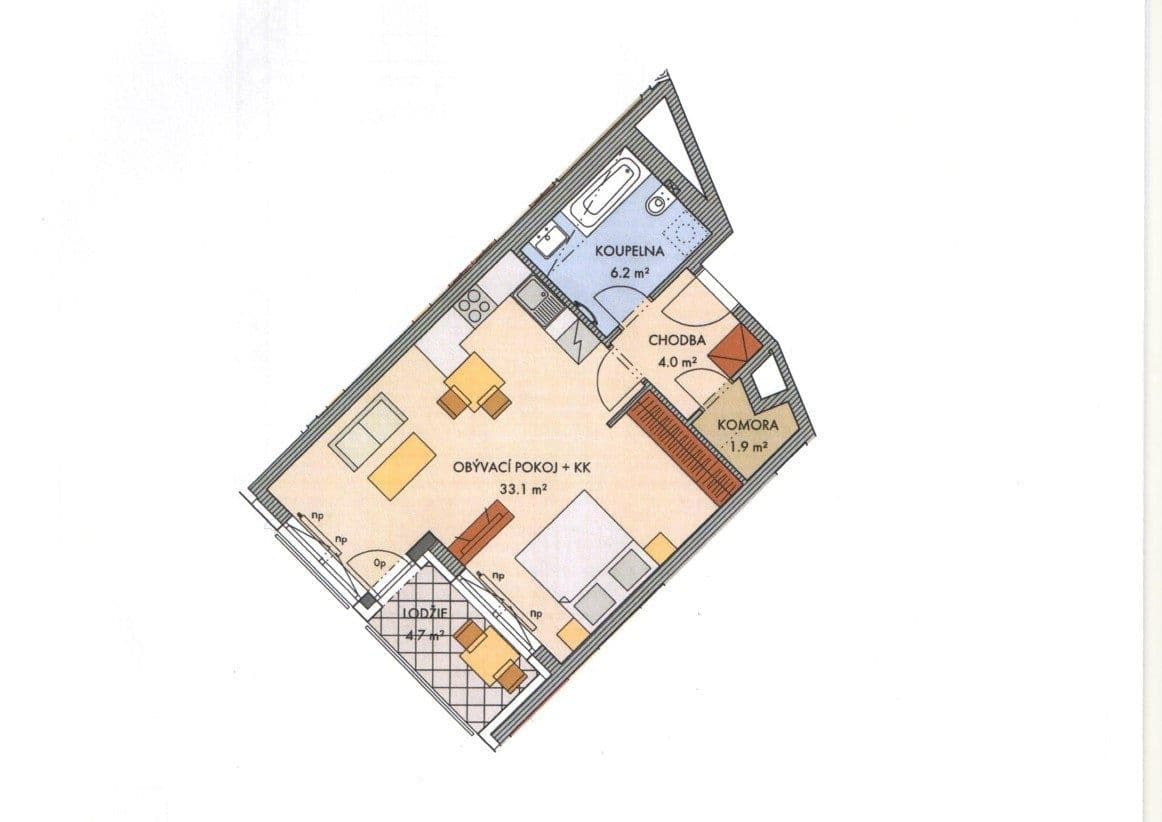 1 bedroom with open-plan kitchen flat to rent, 46 m², Baarové, Prague, Prague 1 bedroom with open-plan kitchen flat to rent, 46 m², Baarové, Prague, Prague