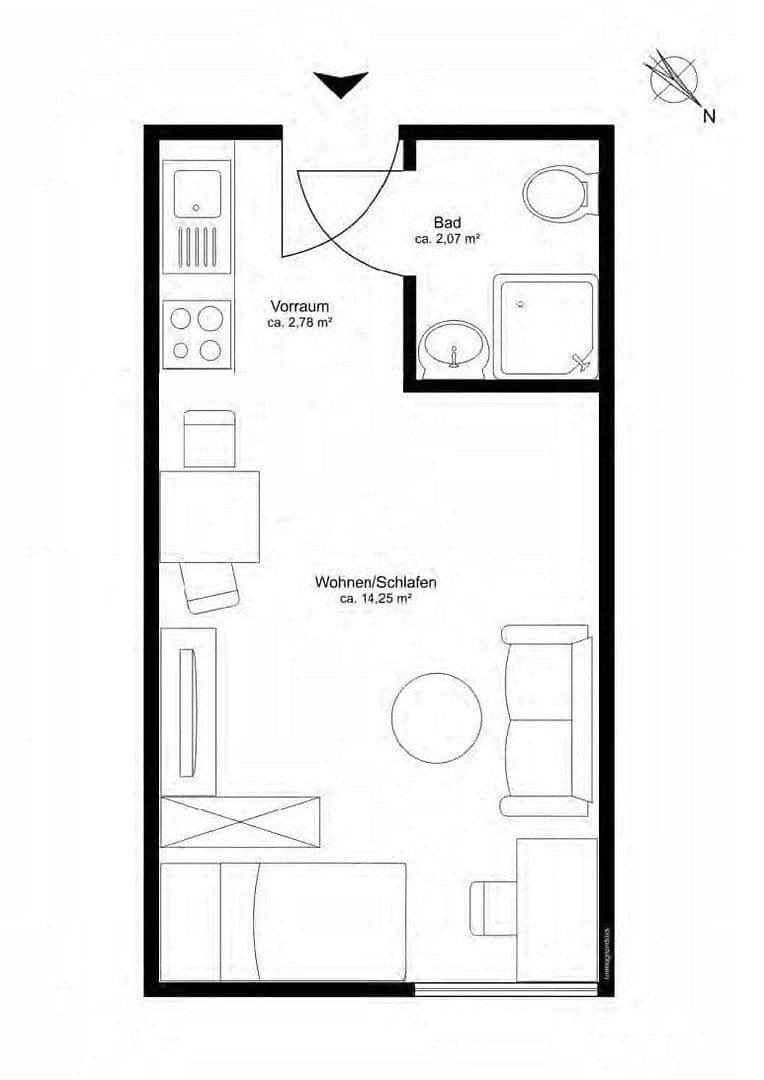 1 bedroom flat to rent, 20 m², Kirchseeoner Straße 1, München, Bavaria 1 bedroom flat to rent, 20 m², Kirchseeoner Straße 1, München, Bavaria