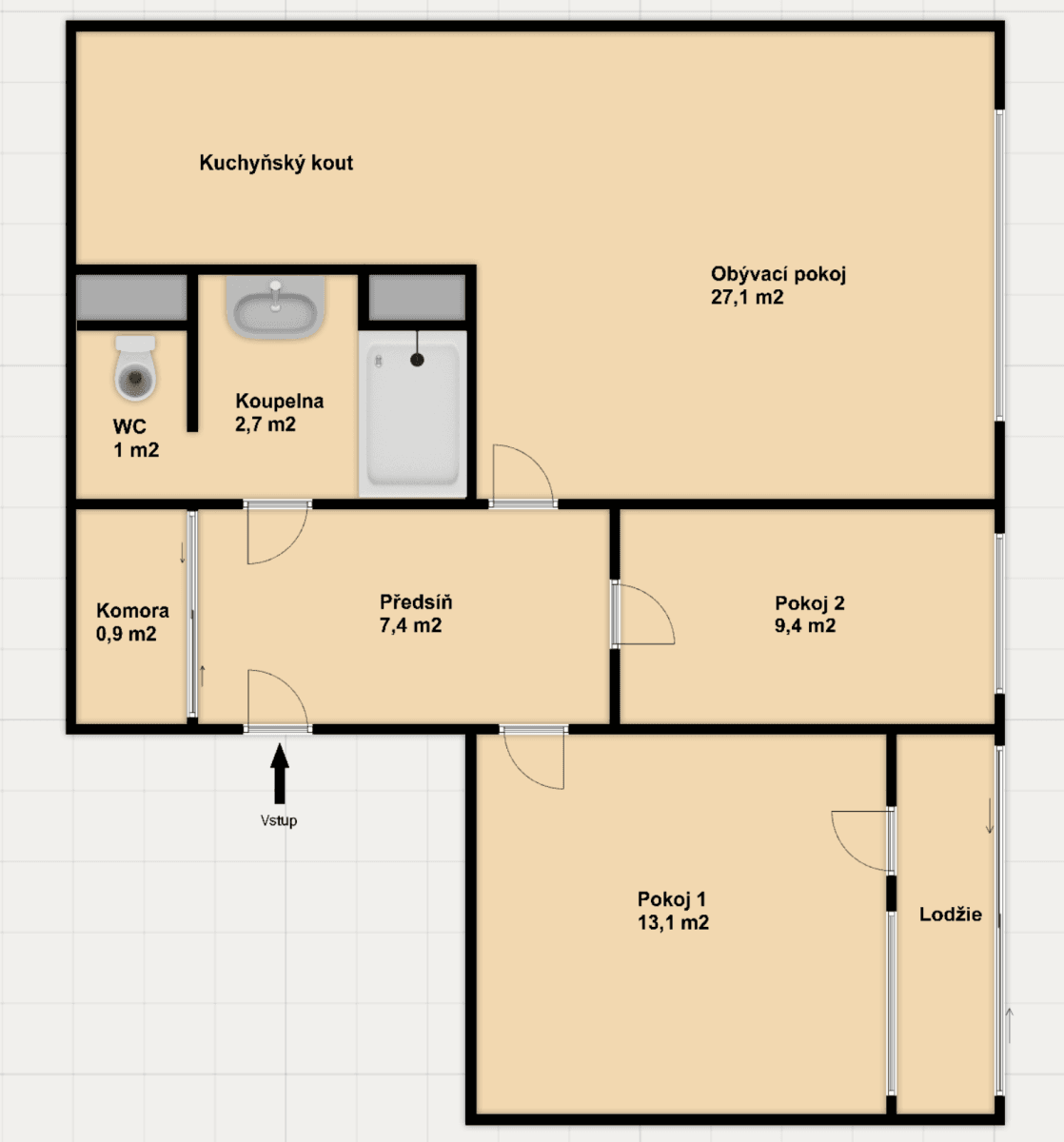 2 bedroom with open-plan kitchen flat for sale, 62 m², Papírníkova, Prague, Prague 2 bedroom with open-plan kitchen flat for sale, 62 m², Papírníkova, Prague, Prague