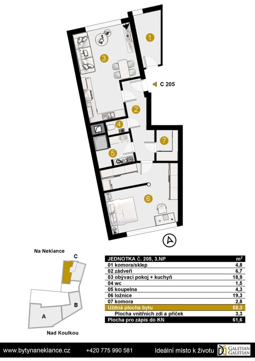 1 bedroom with open-plan kitchen flat for sale, 61 m², Na Neklance, Prague, Prague 1 bedroom with open-plan kitchen flat for sale, 61 m², Na Neklance, Prague, Prague