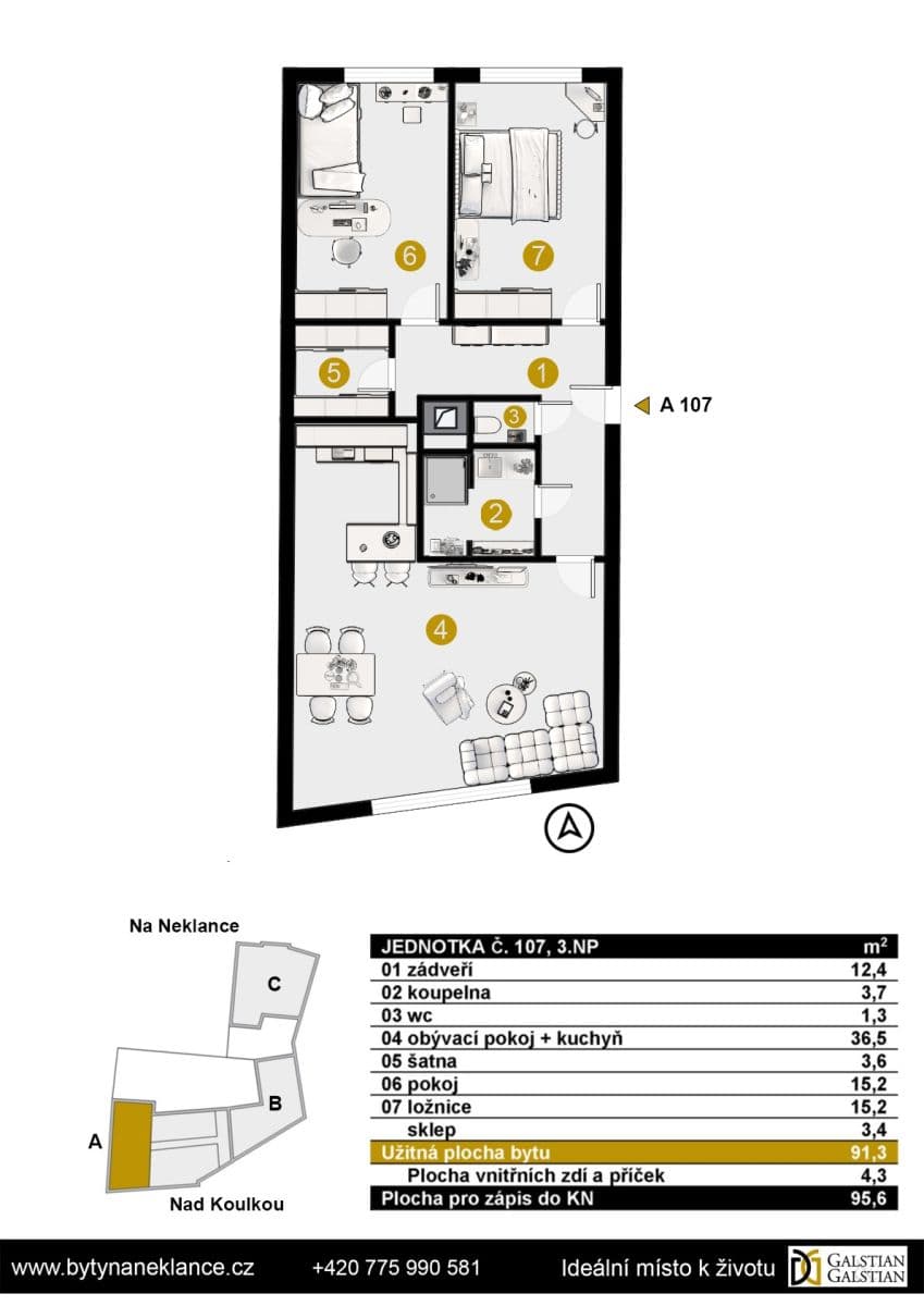2 bedroom with open-plan kitchen flat for sale, 95 m², Nad Koulkou, Prague, Prague 2 bedroom with open-plan kitchen flat for sale, 95 m², Nad Koulkou, Prague, Prague