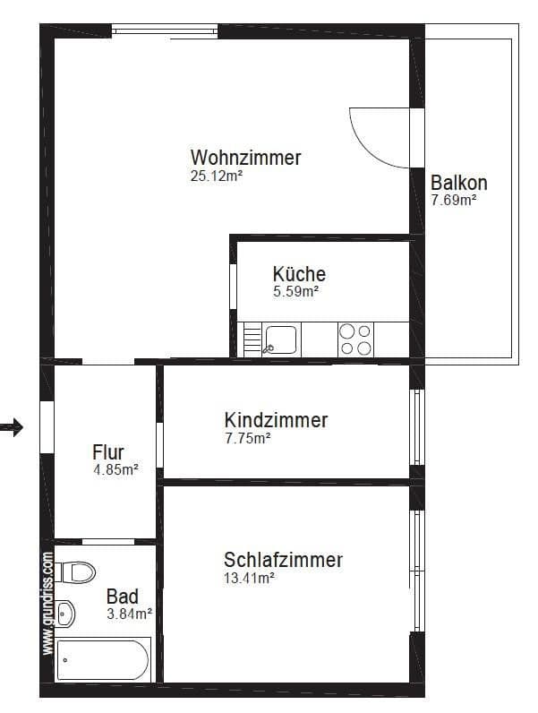 3 bedroom flat to rent, 64 m², Dresdener Straße 1D, Hanau, Hesse 3 bedroom flat to rent, 64 m², Dresdener Straße 1D, Hanau, Hesse