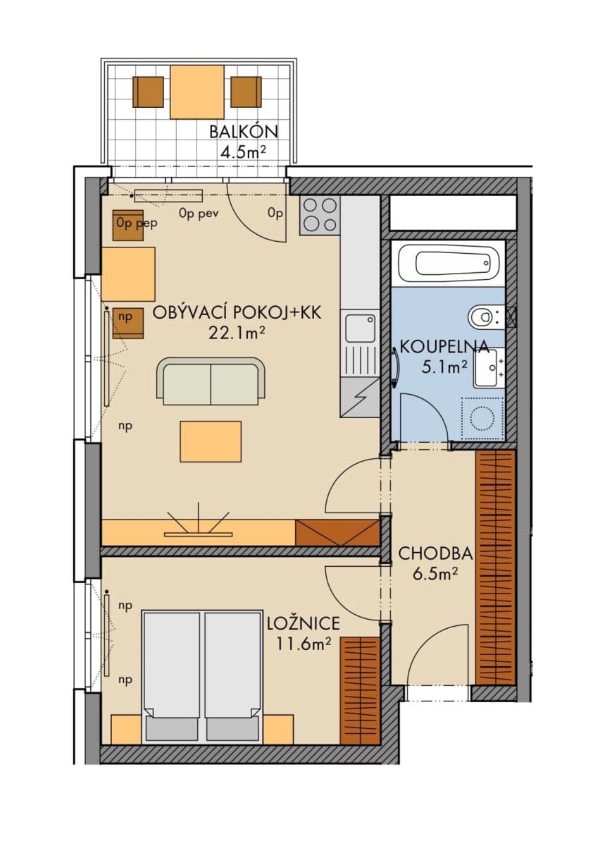 1 bedroom with open-plan kitchen flat to rent, 50 m², Pod Harfou, Prague, Prague 1 bedroom with open-plan kitchen flat to rent, 50 m², Pod Harfou, Prague, Prague